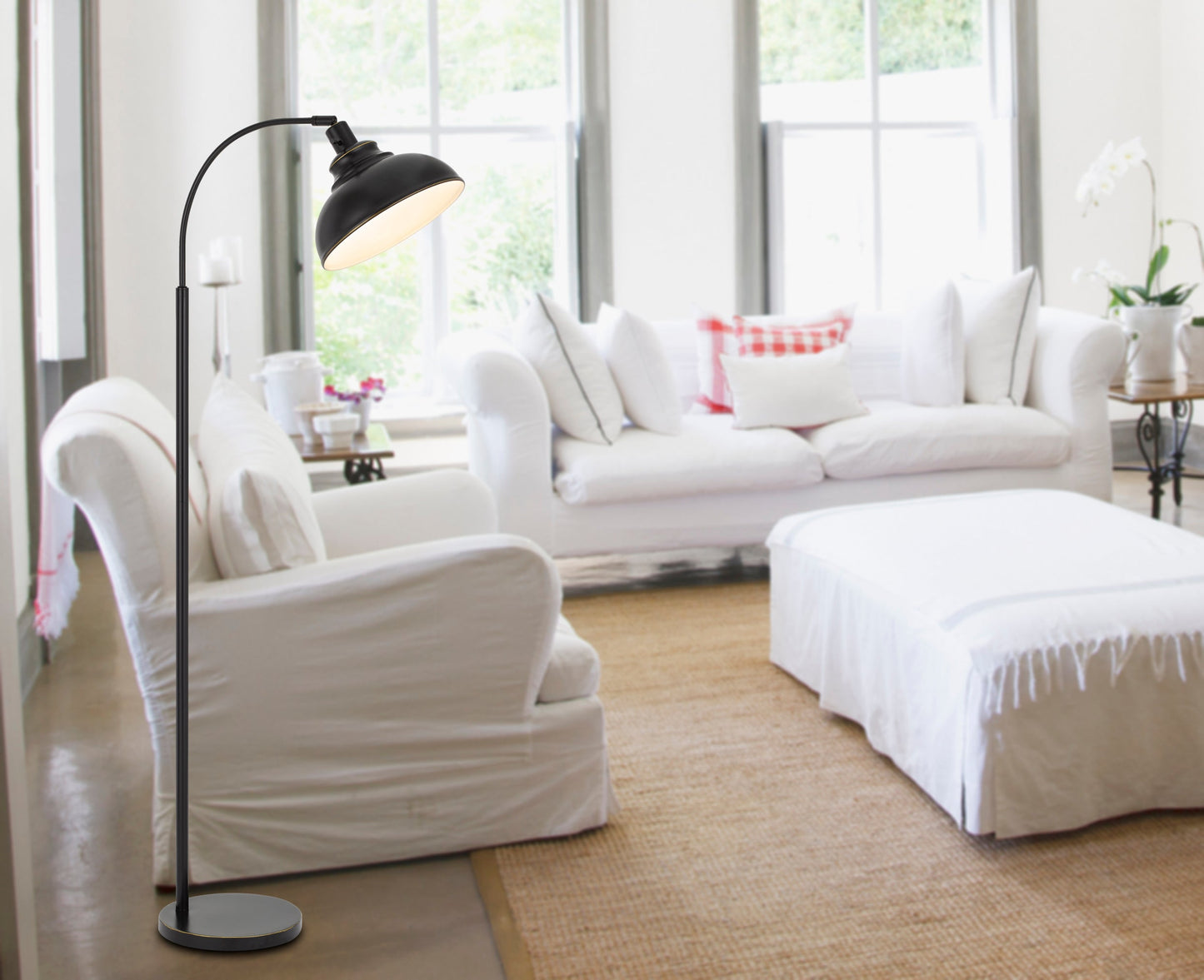 60W Dijon Adjustable Metal Floor Lamp With Weight Base And On Off Socket Switch