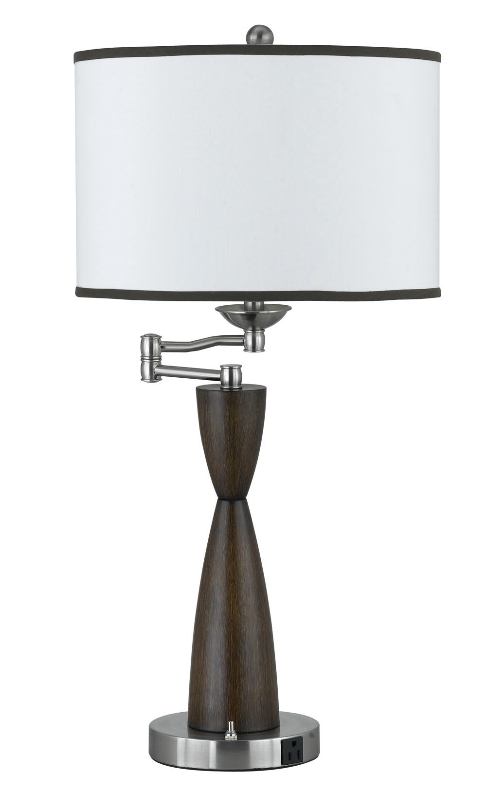 30" Tall Metal Table Lamp in Brushed Steel and Espresso Finish