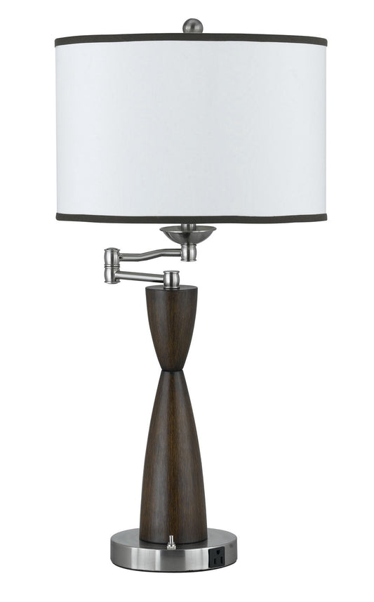 30" Tall Metal Table Lamp in Brushed Steel and Espresso Finish