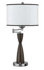 30" Tall Metal Table Lamp in Brushed Steel and Espresso Finish