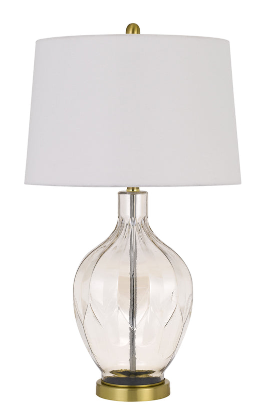 150W 3 Way Bancroft Glass Table Lamp With Hardback Taper Drum Fabric Shade
