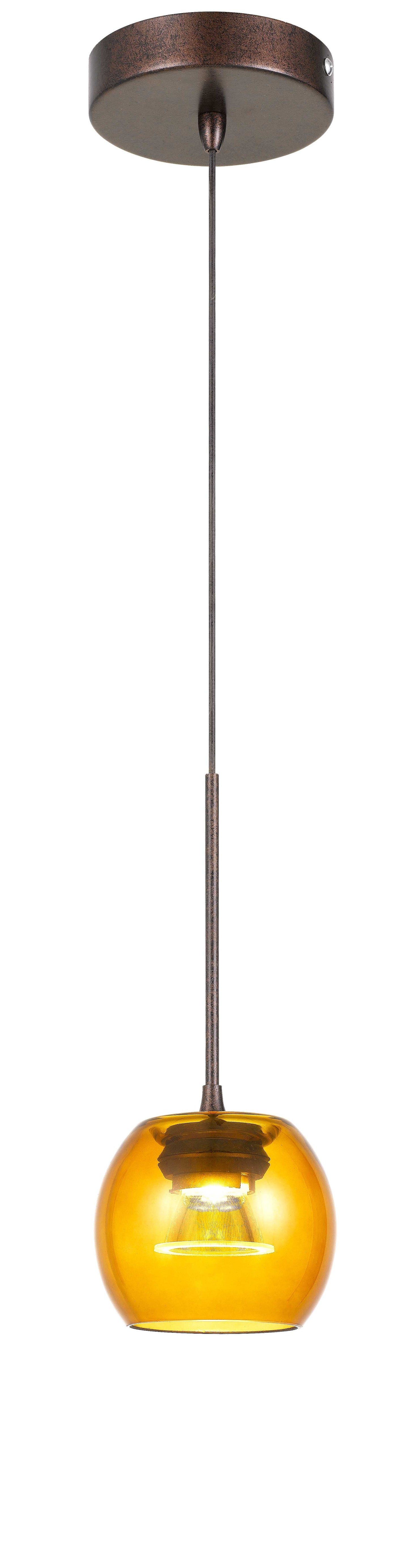 Ithaca Dimmable Led Glass Mini Pendant With Amber Glass