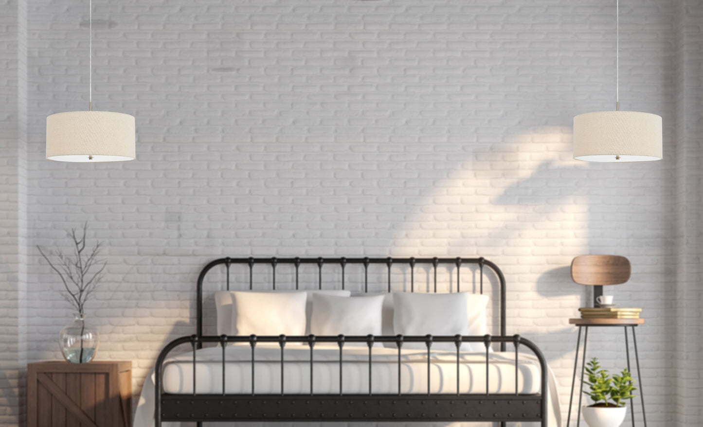 60W X 3 Addison Linen Drum Pendant