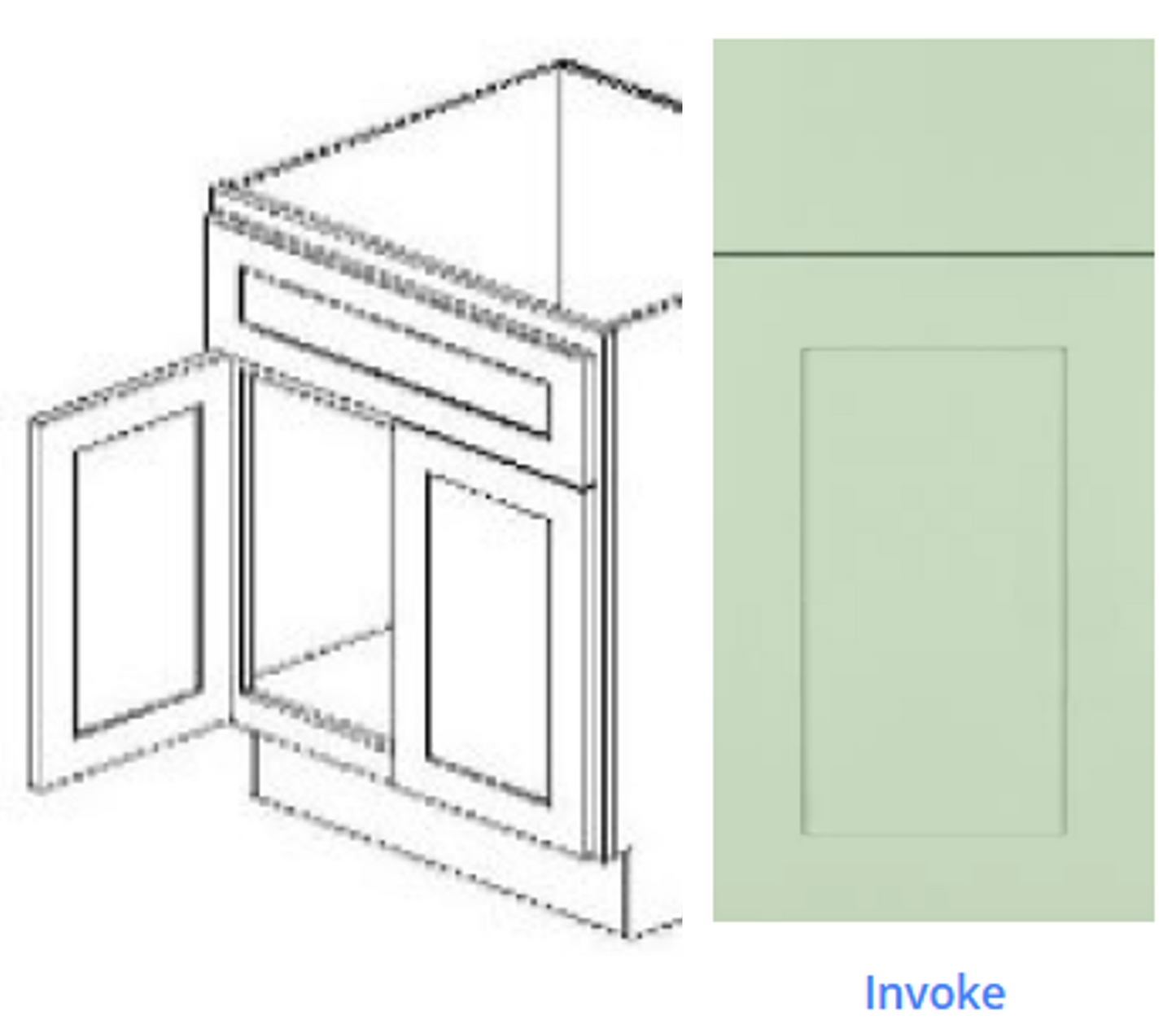 Luxury Frameless Cabinet 36 in. sink base with 2 doors and sink panel