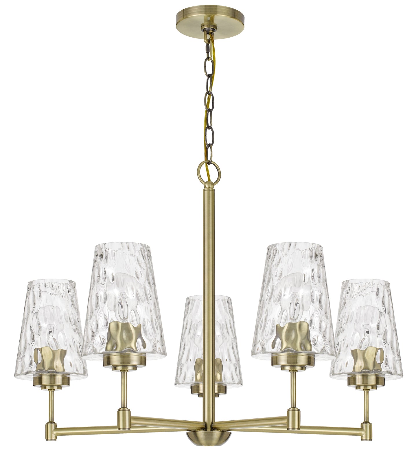60W X 5 Crestwood Metal Chandelier With Textured Glass Shades