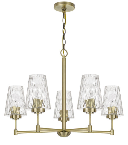 60W X 5 Crestwood Metal Chandelier With Textured Glass Shades