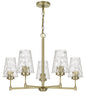 60W X 5 Crestwood Metal Chandelier With Textured Glass Shades