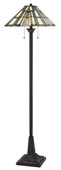 60W x 2 metal/resin Tiffany floor lamp with pull chain switches