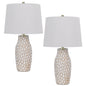 100W Elmira Resin Table Lamp. Priced And Sold As Pairs White Clay