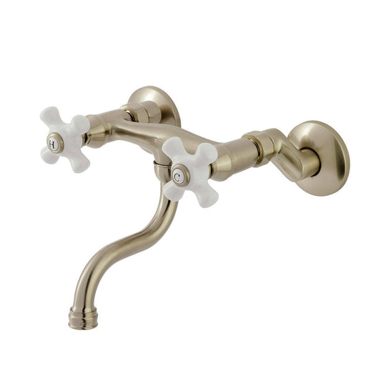 Kingston Wall-Mount Bathroom Faucet in Brushed Nickel