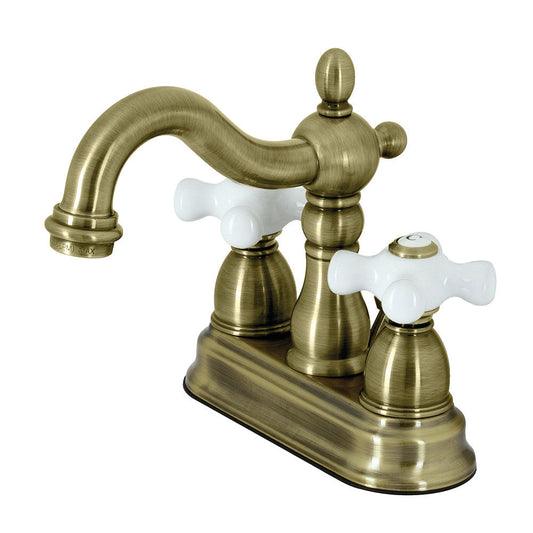 Heritage 4 Inch Centerset Bathroom Faucet in Antique Brass