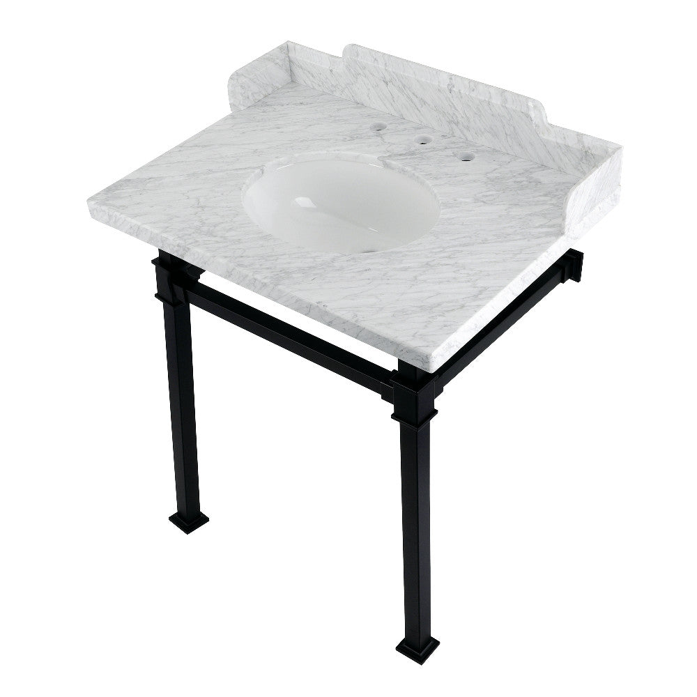 Viceroy 30 Inch Console Sink in Carrara Marble