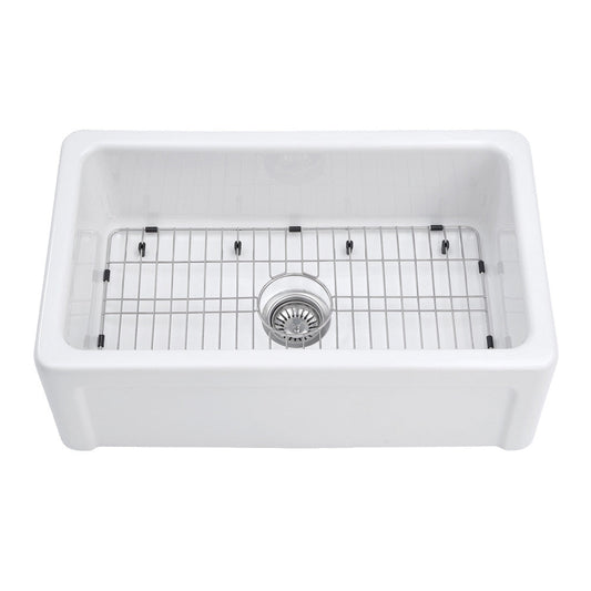 Kaolin 30.06 Inch Farmhouse Kitchen Sink in White