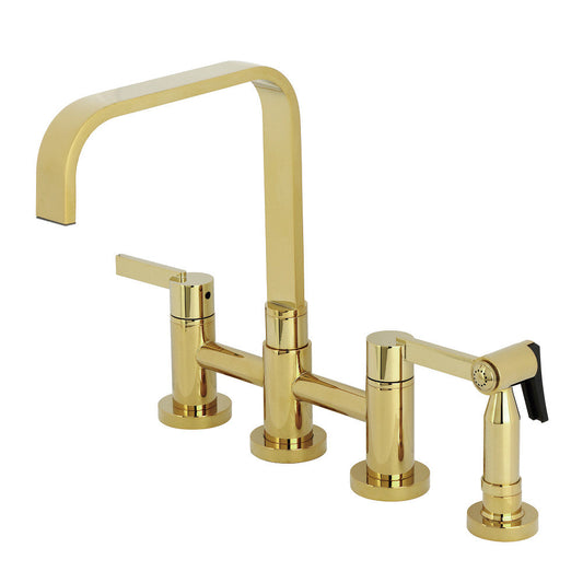 Continental Bridge Kitchen Faucet in Polished Brass