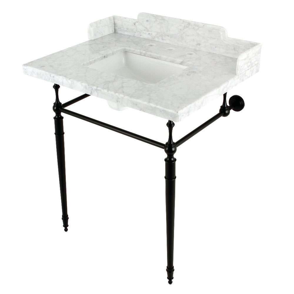 Habsburg 30 Inch Console Sink in Carrara Marble
