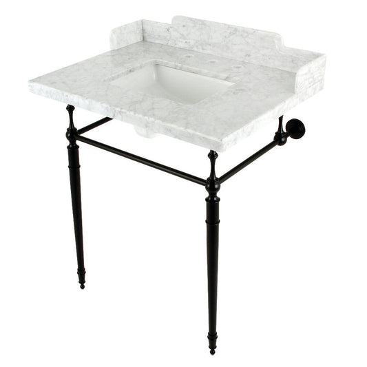 Habsburg 30 Inch Console Sink in Carrara Marble