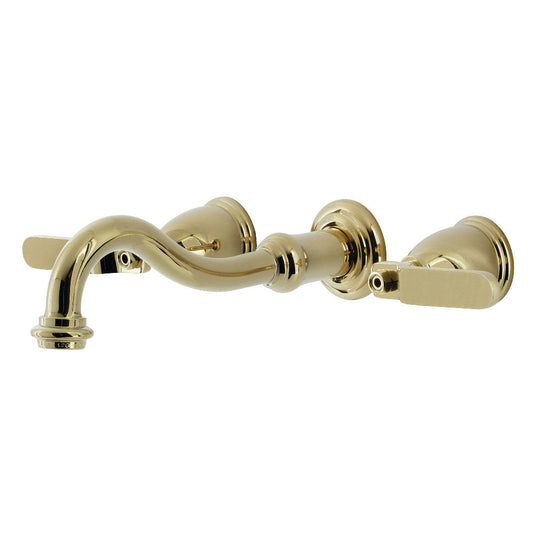 Whitaker Wall-Mount Bathroom Faucet in Polished Brass