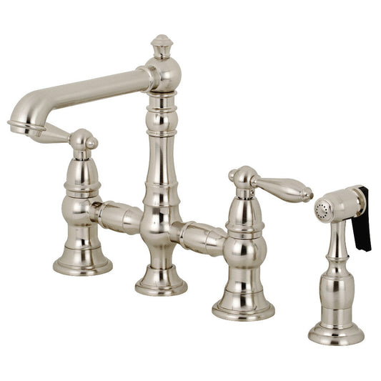 English Country Bridge Kitchen Faucet in Brushed Nickel
