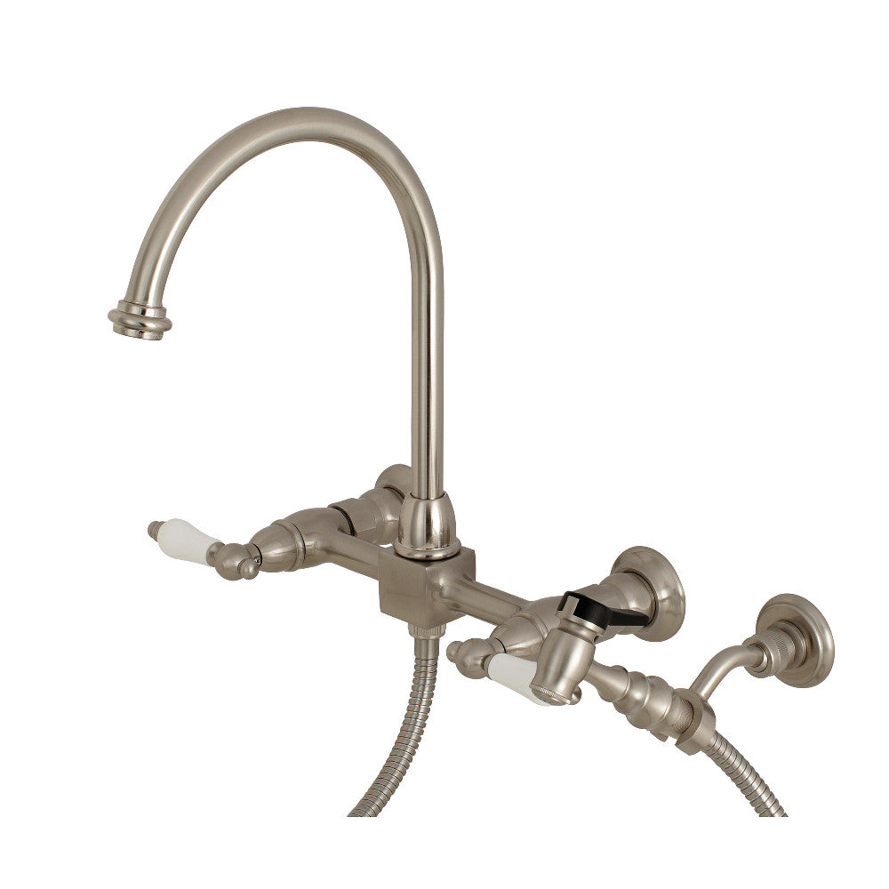 Restoration Wall Mount Kitchen Faucet in Brushed Nickel