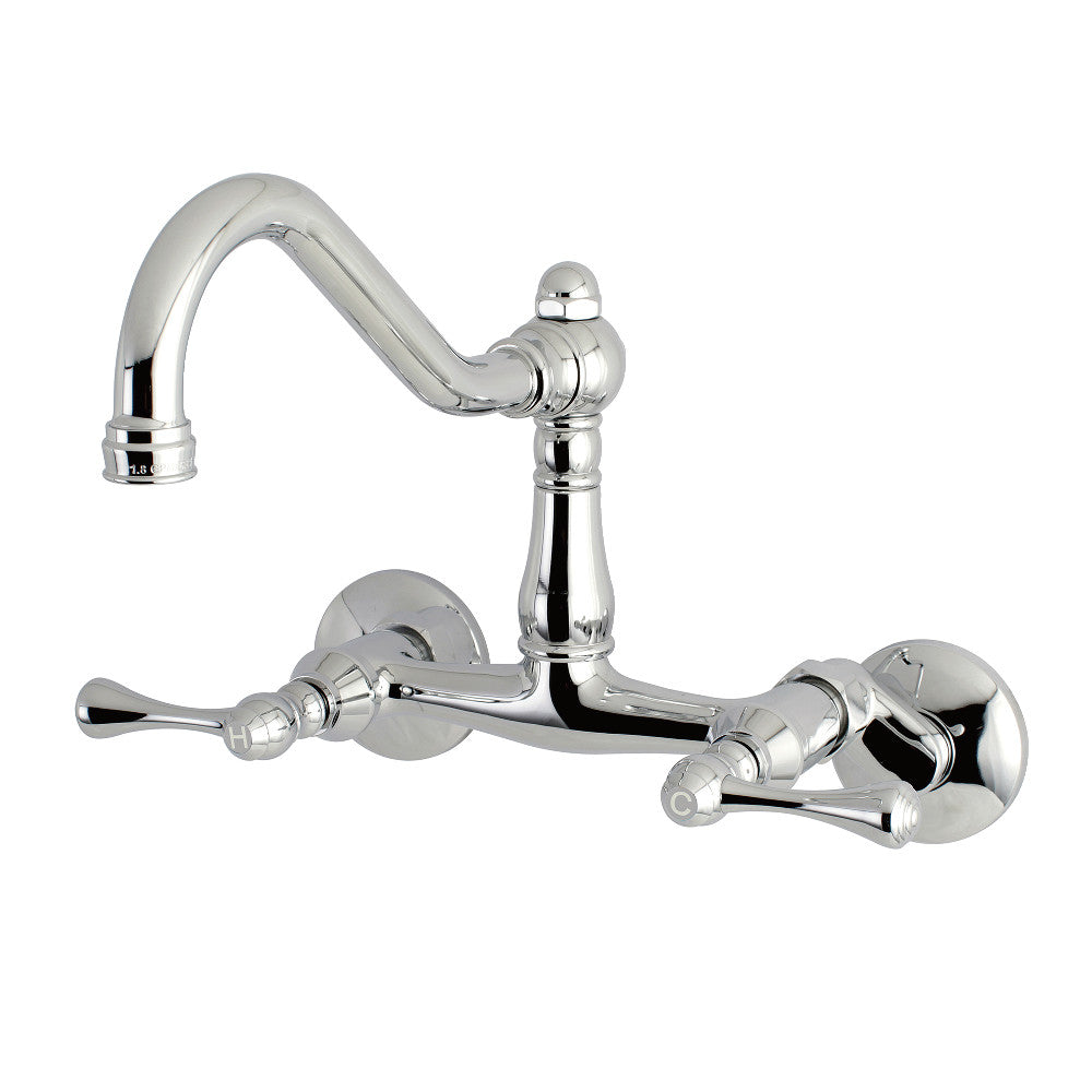 Vintage Wall Mount Kitchen Faucet in Polished Chrome