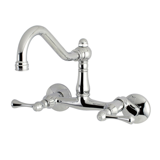 Vintage Wall Mount Kitchen Faucet in Polished Chrome