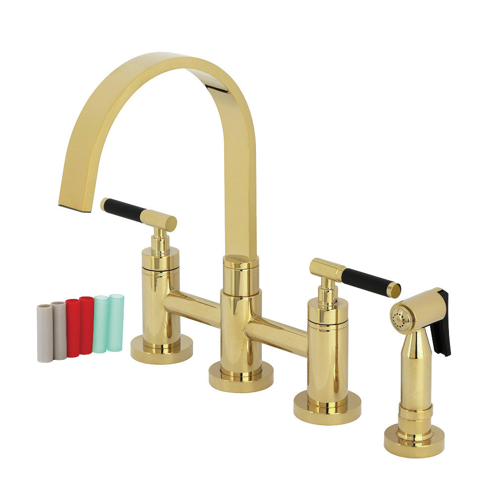 Kaiser Bridge Kitchen Faucet in Polished Brass