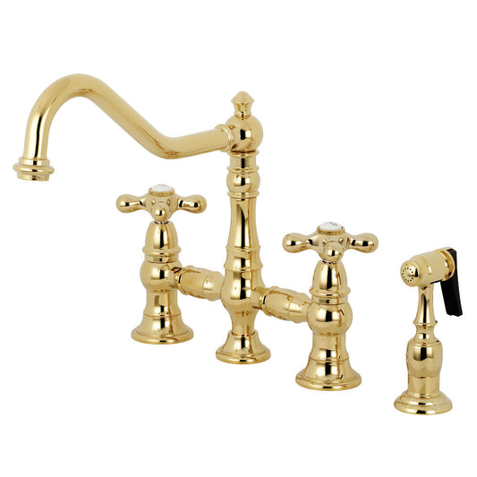 Restoration Bridge Kitchen Faucet in Polished Brass