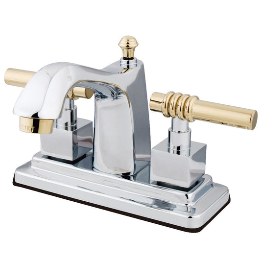 Milano 4 Inch Centerset Bathroom Faucet in Polished Chrome/Polished Brass