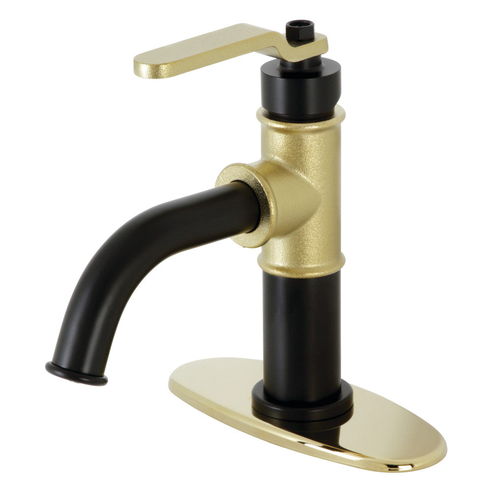 Whitaker Single-Hole Bathroom Faucet in Matte Black/Polished Brass
