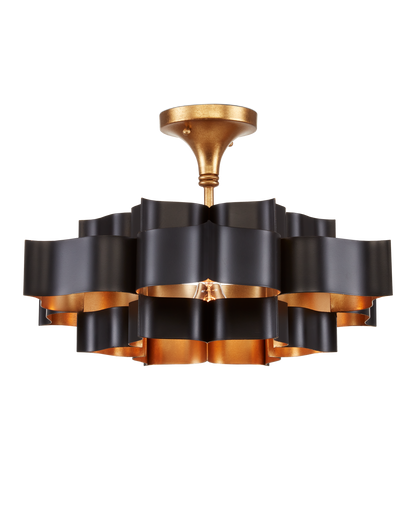 Grand Lotus Small Black Chandelier