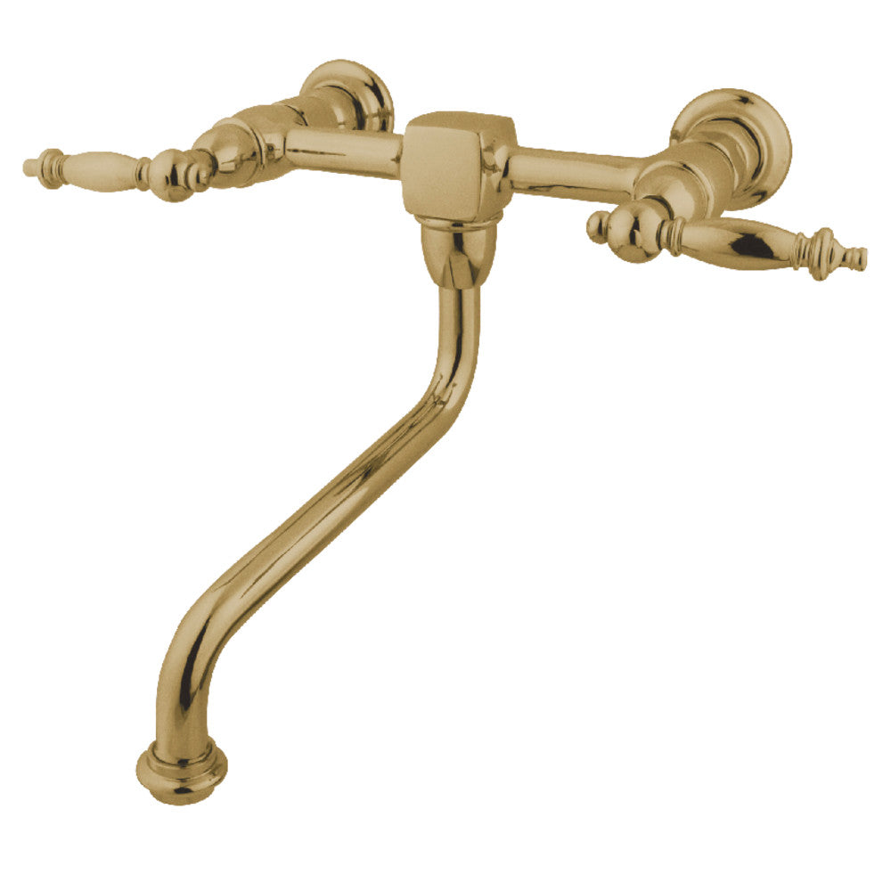 Heritage Wall-Mount Bathroom Faucet in Polished Brass