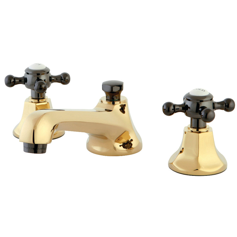 Water Onyx Widespread Bathroom Faucet in Polished Brass/Black Stainless Steel