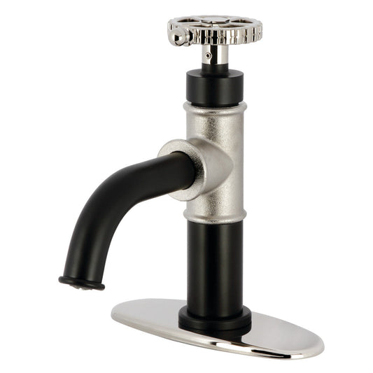 Fuller Single-Hole Bathroom Faucet in Matte Black/Polished Nickel