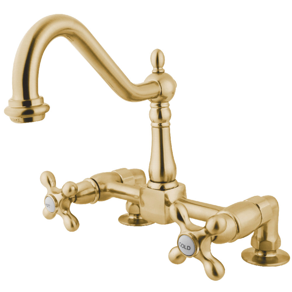 Heritage Bridge Kitchen Faucet in Polished Brass