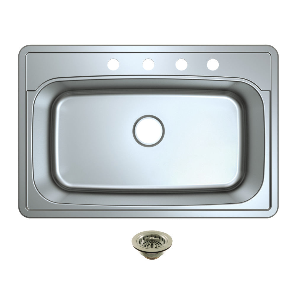 Studio 33.0625 Inch Drop-In Kitchen Sink in Brushed Nickel