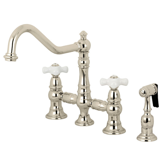 Restoration Bridge Kitchen Faucet in Polished Nickel