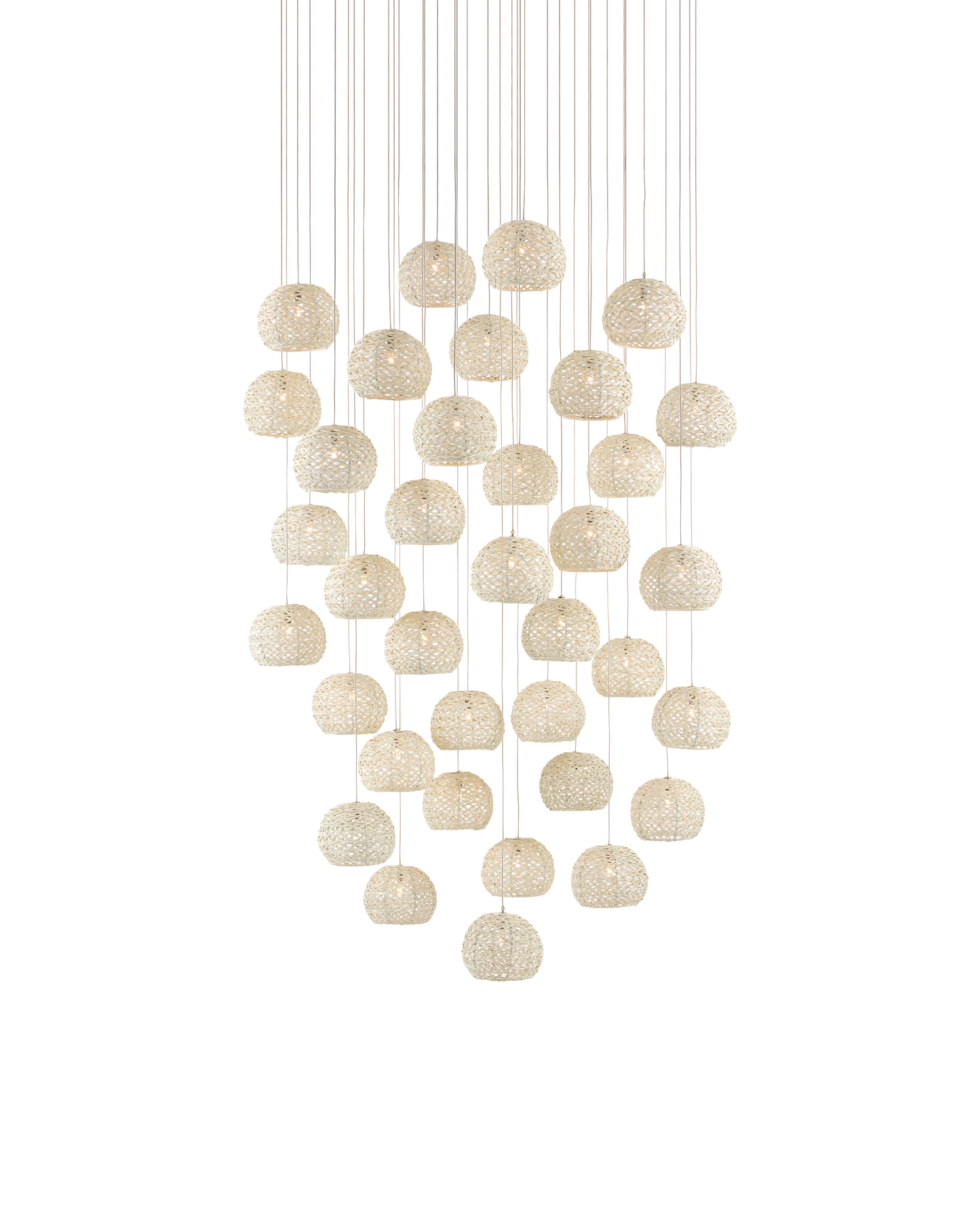 Piero White 36-Light Round Multi-Drop Pendant