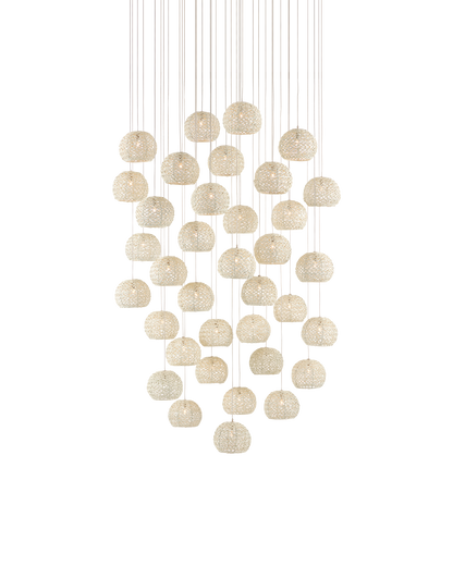 Piero White 36-Light Round Multi-Drop Pendant