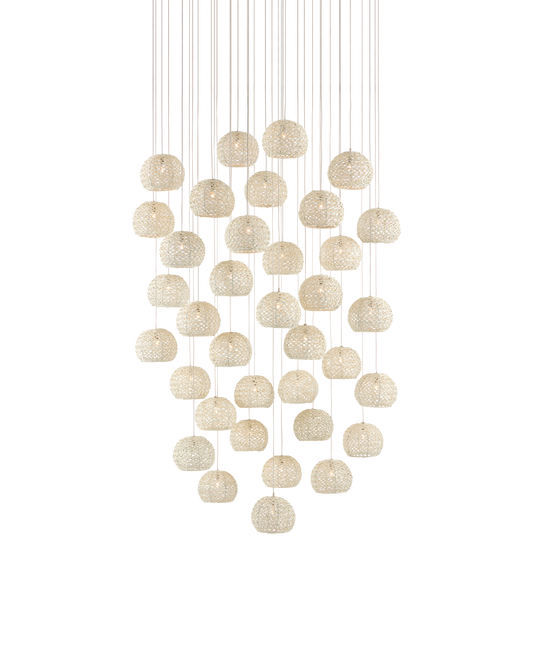 Piero White 36-Light Round Multi-Drop Pendant