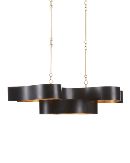 Grand Lotus Black Oval Chandelier