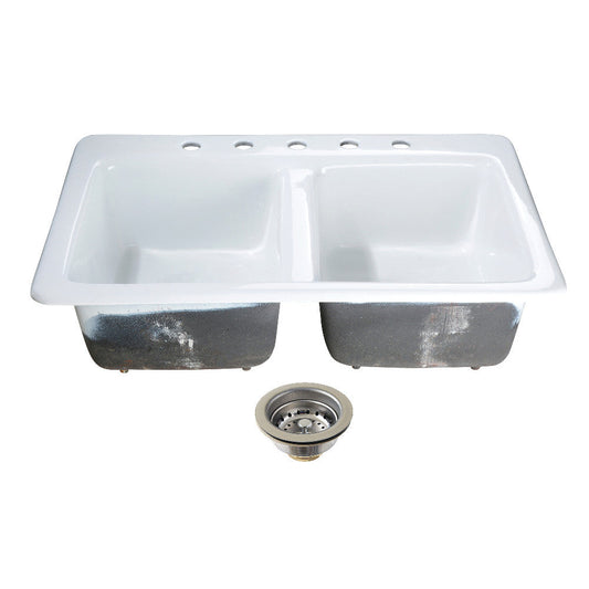 Petra Galley 33 Inch Drop-In Kitchen Sink in White