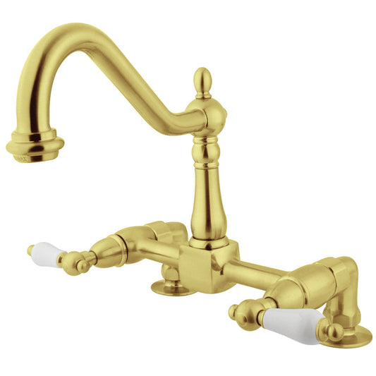 Heritage Bridge Kitchen Faucet in Polished Brass