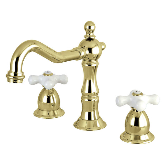 Heritage Widespread Bathroom Faucet in Polished Brass