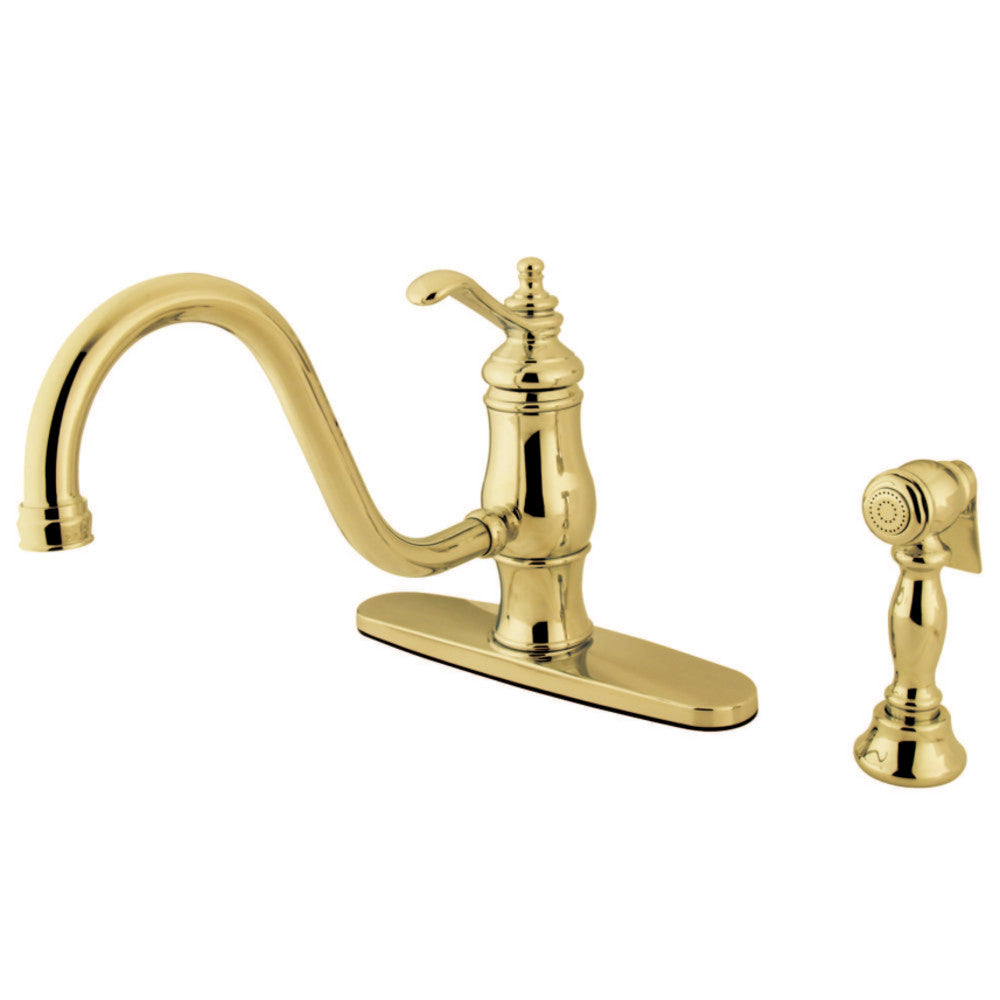 Gourmetier One Handle Kitchen Faucet in Polished Brass