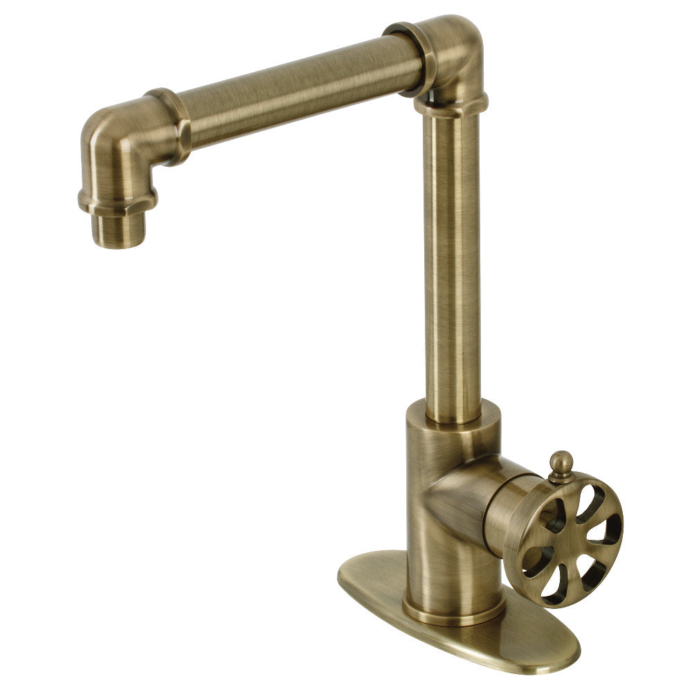 Belknap Single-Hole Bathroom Faucet in Antique Brass