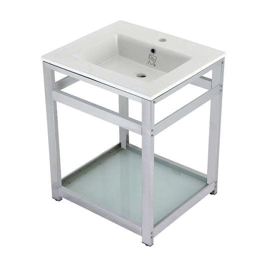 Quadras 25.19 Inch Console Sink in White