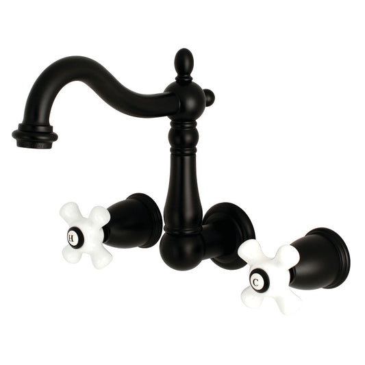 Heritage Wall-Mount Bathroom Faucet in Matte Black