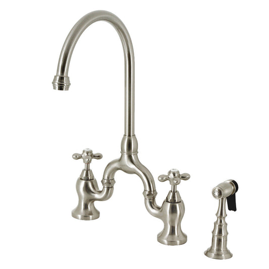 English Country Bridge Kitchen Faucet in Brushed Nickel