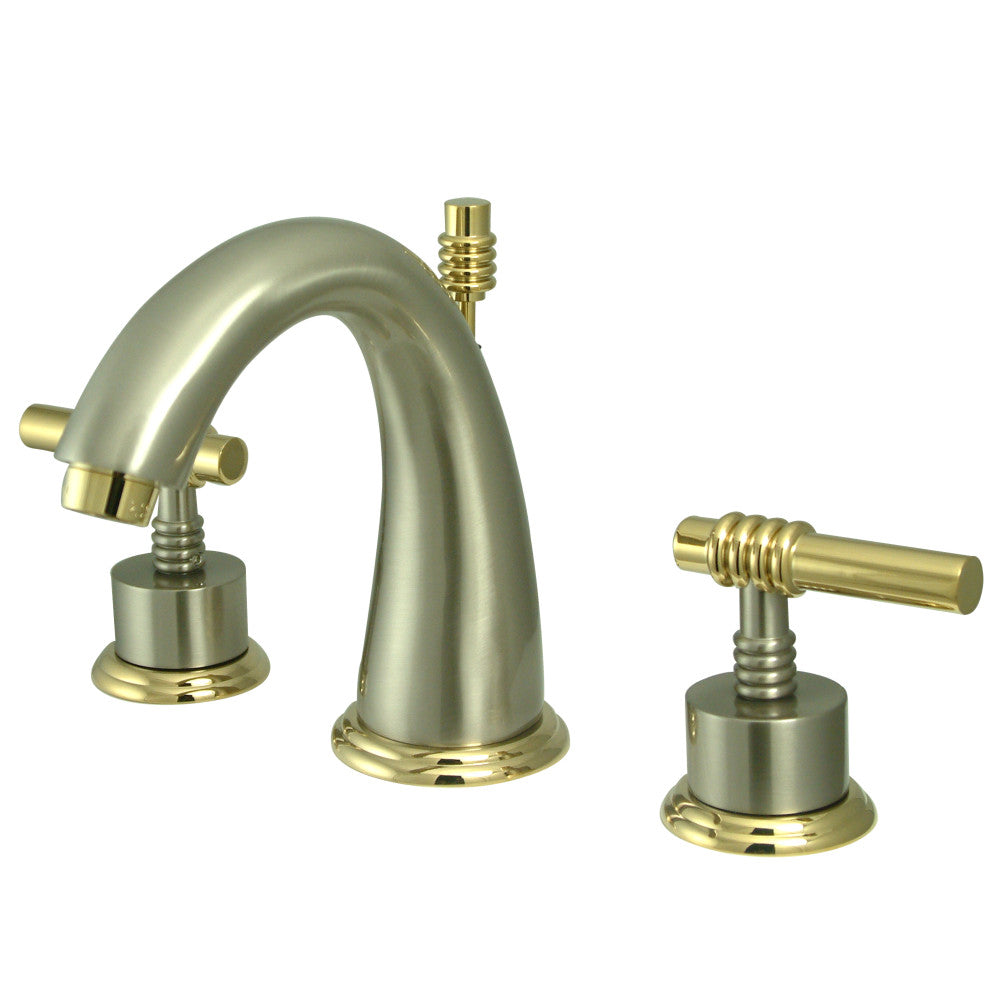 Milano Widespread Bathroom Faucet in Brushed Nickel/Polished Brass