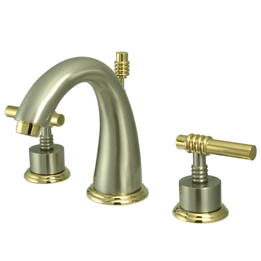 Milano Widespread Bathroom Faucet in Brushed Nickel/Polished Brass